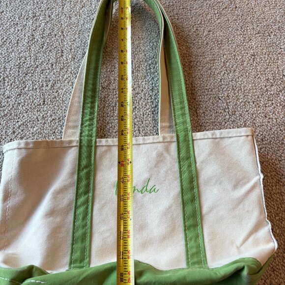 L.L. Bean Boat & Tote Medium Long Handle Spring Floral Green Canvas Bag Classic - Picture 12 of 12